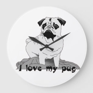 I Kärlek min stora pug-klocka Stor Klocka