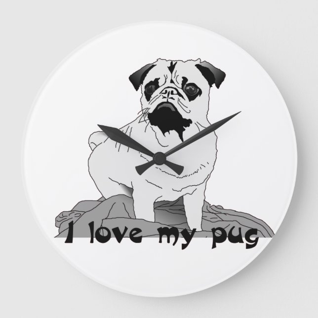 I Kärlek min stora pug-klocka Stor Klocka (Framsida)