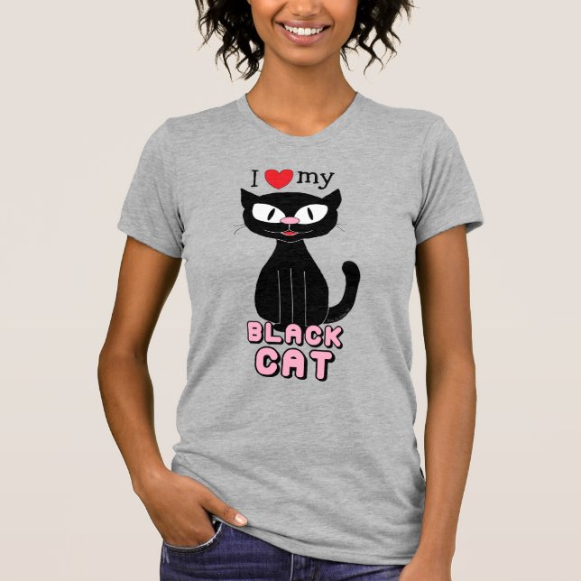 I kärlek min svarta katt Cute Cute T Shirt (Framsida)