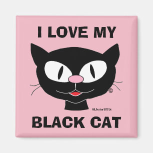 I Kärlek, min svarta Tecknad Cat Cute Cat Magnet