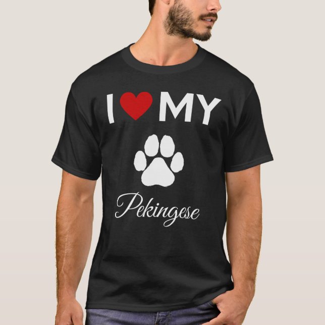 I kärlek, min text från Pekingese hund anpassnings T Shirt (Framsida)