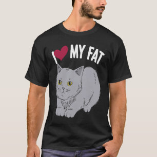 I Kärlek min Tjock Cat Chonk Fluffy Kitten Kattdju T Shirt