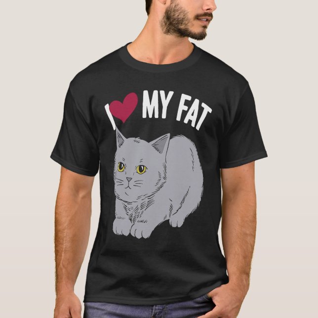 I Kärlek min Tjock Cat Chonk Fluffy Kitten Kattdju T Shirt (Framsida)