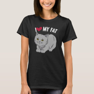 I Kärlek min Tjock Cat Chonk Fluffy Kitten Kattdju T Shirt