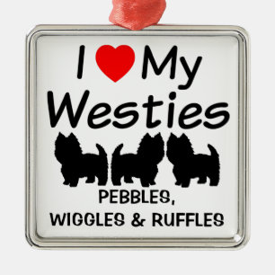 I Kärlek min tre Westie Hundar Ornament