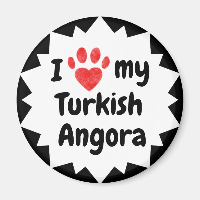 I Kärlek Min turkiska angorakat Magnet (Framsidan)