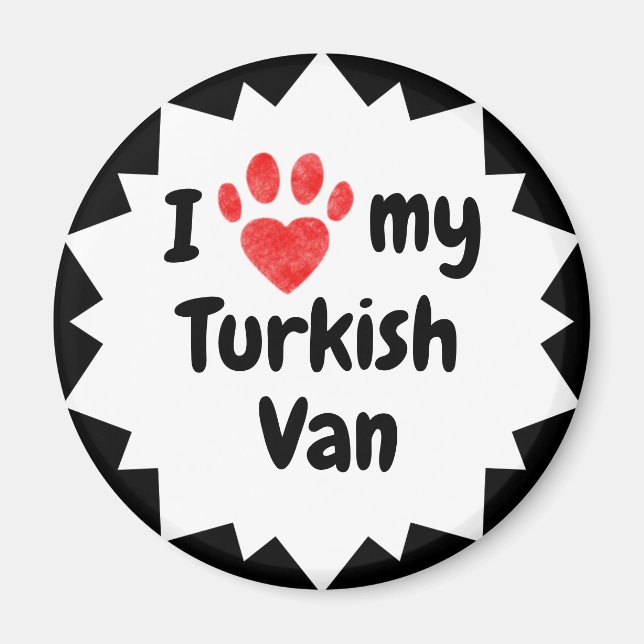I Kärlek Min turkiska Van Cat Magnet (Framsidan)
