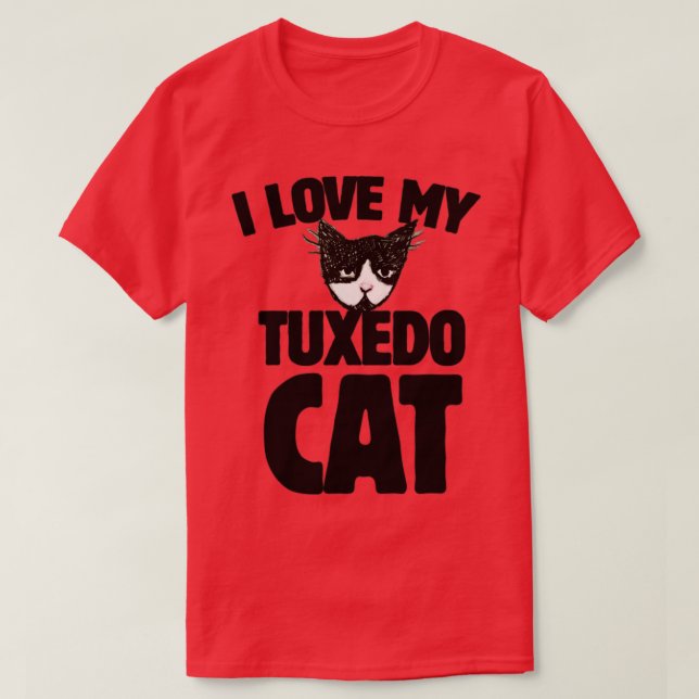I kärlek min tuxedo-katt t shirt (Design framsida)