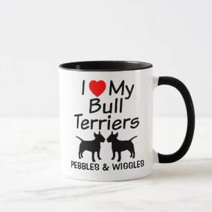 I Kärlek min två Bull Terrier Hundar Mugg