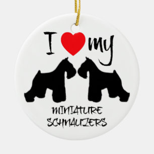 I Kärlek Min två minister Schnauzer Hundar Julgransprydnad Keramik
