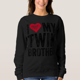 I Kärlek min tvillingbroder Red Heart Distress Ret T Shirt