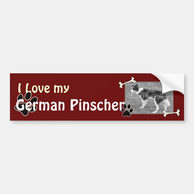 I kärlek min tyska Pinscher Bumper Sticker Bildekal (Framsidan)