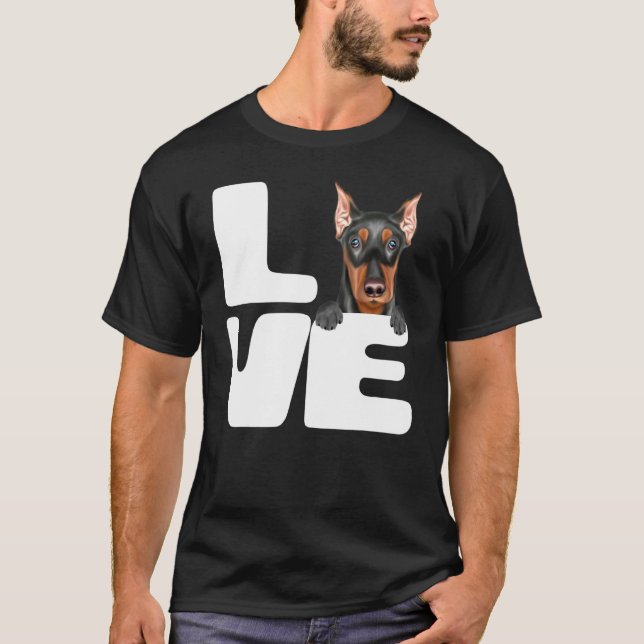 I Kärlek Min tyska Pinscher Hund T Shirt (Framsida)