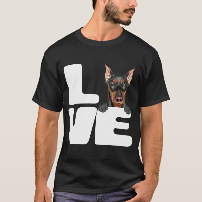 I Kärlek Min tyska Pinscher Hund T Shirt (Framsida)