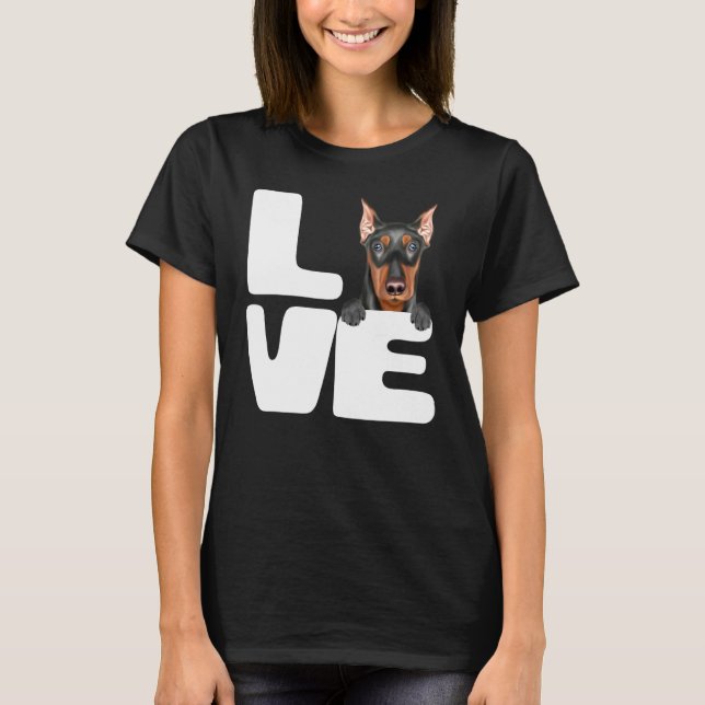I Kärlek Min tyska Pinscher Hund T Shirt (Framsida)