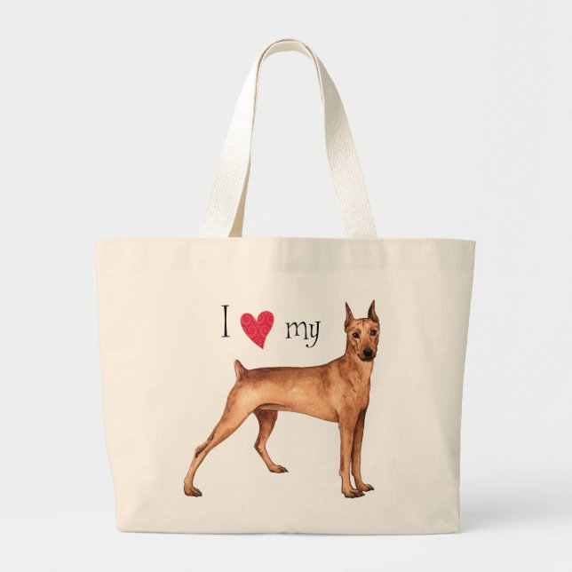 I Kärlek min tyska Pinscher Jumbo Tygkasse (Framsidan)