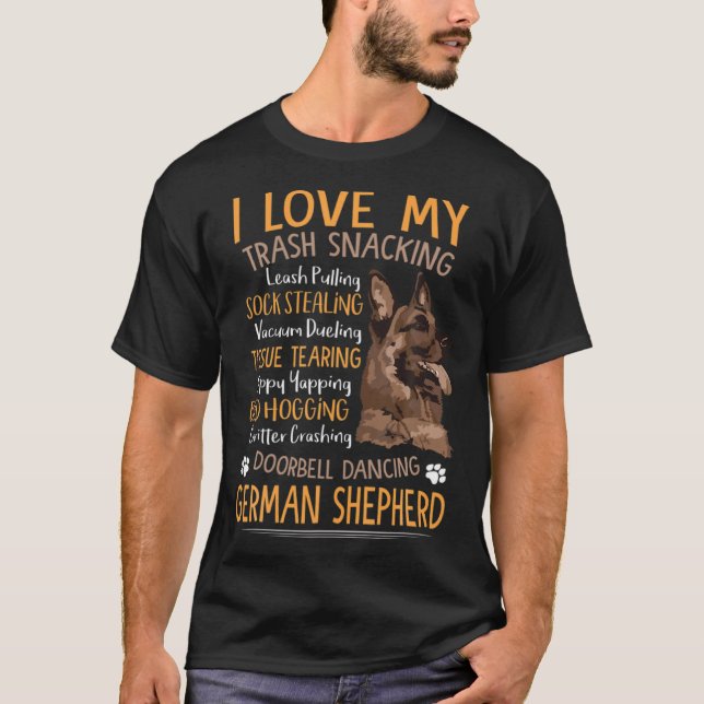 I Kärlek min tyska shepherd for Hund T Shirt (Framsida)