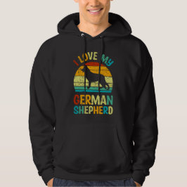 I Kärlek Min tyska Shepherd Hund Blue Brown Sunset Hoodie