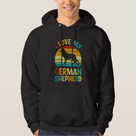 I Kärlek Min tyska Shepherd Hund Blue Brown Sunset Hoodie