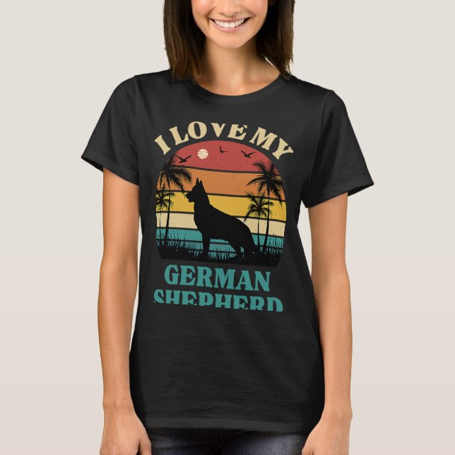 I Kärlek min tyska Shepherd Hund Cute German Sheph T Shirt (Framsida)