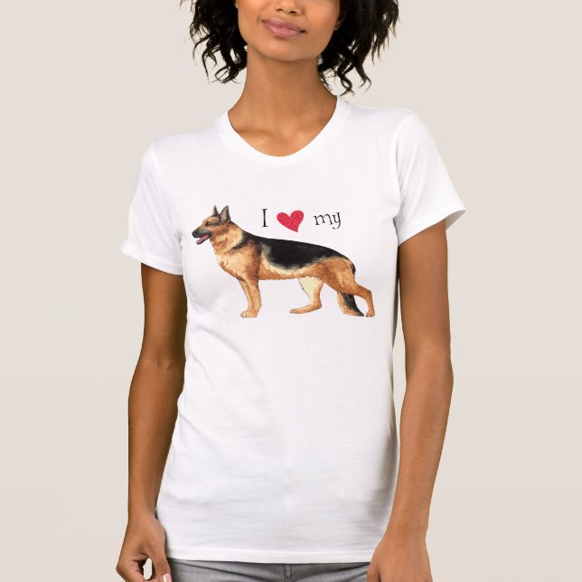 I Kärlek min tyska shepherd T-shirt (Framsida)