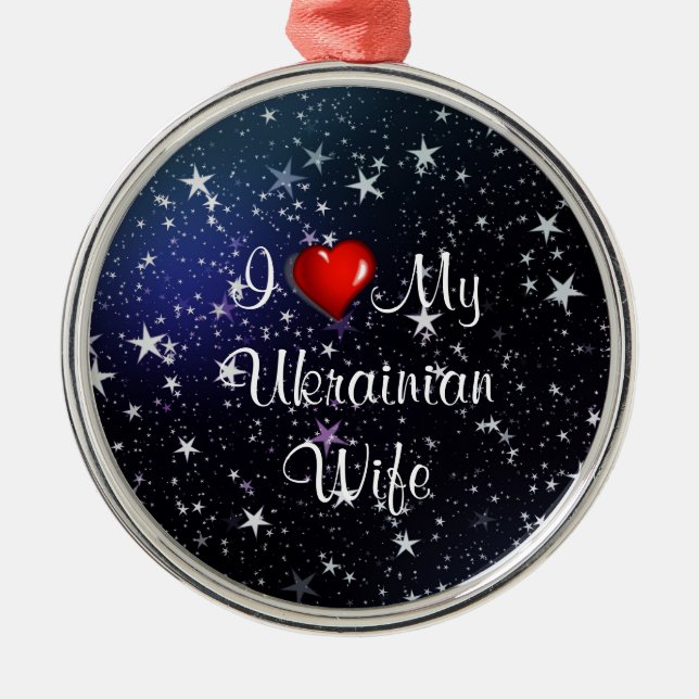 I Kärlek Min ukrainska fru Julgransprydnad Metall (Framsidan)