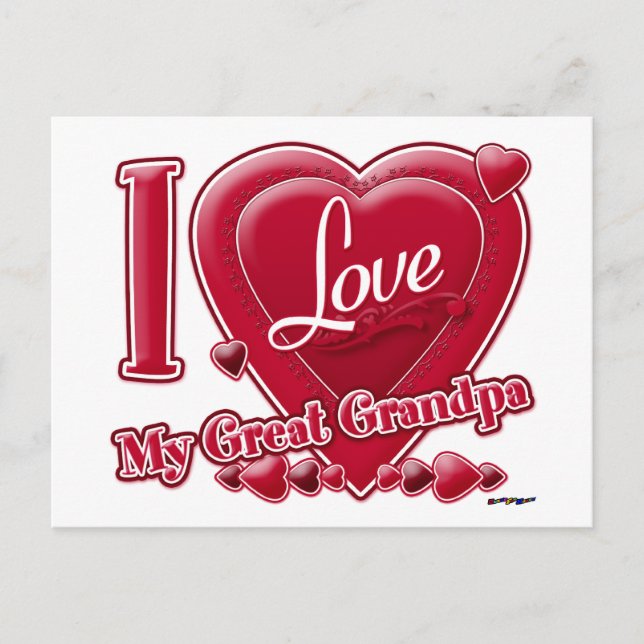 I Kärlek Min Underbara morfar röd - hjärtat Vykort (Framsida)
