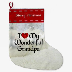 I Kärlek Min underbara morfar, vit jul Stor Julstrumpa