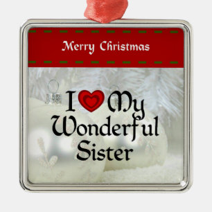 I Kärlek min underbara syster, vit jul Julgransprydnad Metall