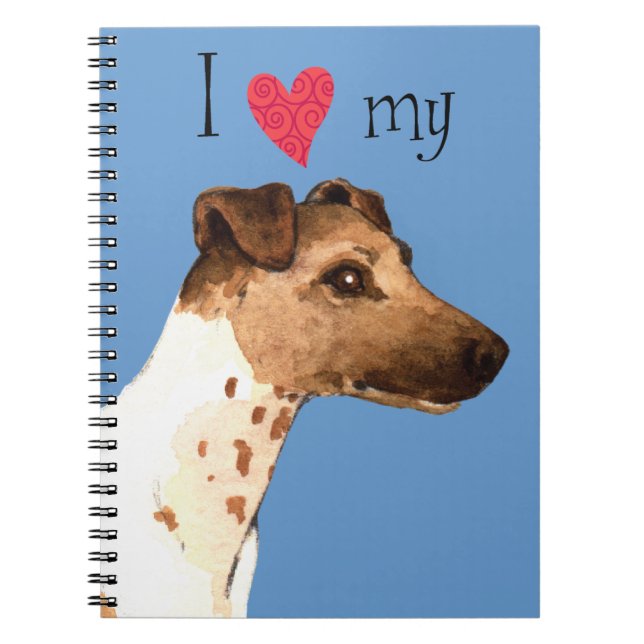 I Kärlek min utjämnade Fox Terrier Anteckningsbok Med Spiral (Framsidan)