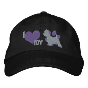 I Kärlek min Westie Embroized Hat (Lila) Broderad Keps