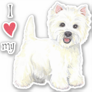 I Kärlek min Westie Vinyl Sticker Klistermärken