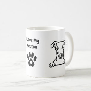 I Kärlek min WHIPPET Hund Paw-utskrift Kaffemugg