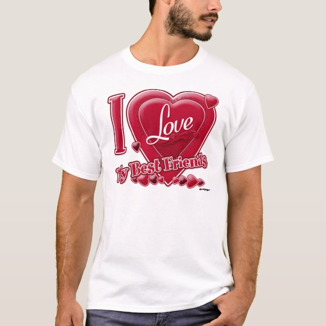 I Kärlek Mina bästa vänner röda - hjärtat T Shirt (Framsida)