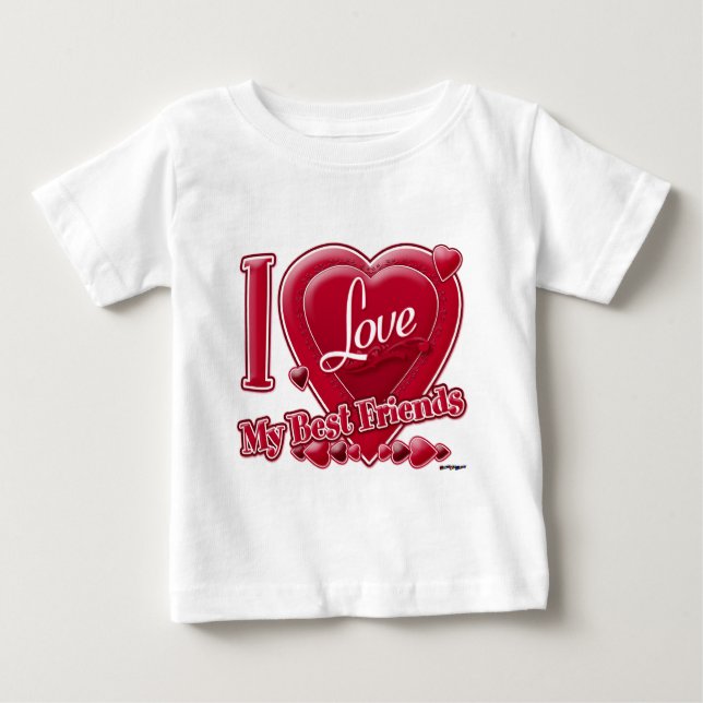 I Kärlek Mina bästa vänner röda - hjärtat T Shirt (Framsida)
