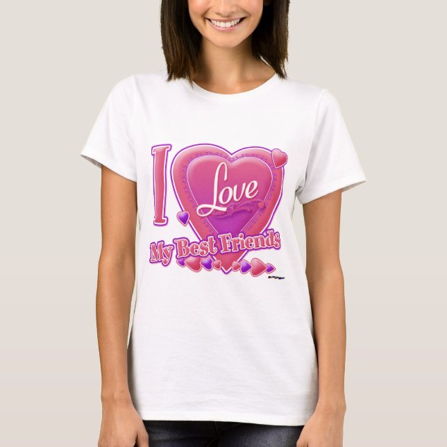 I Kärlek Mina bästa vänner rosa/lila - hjärtan Tee (Framsida)