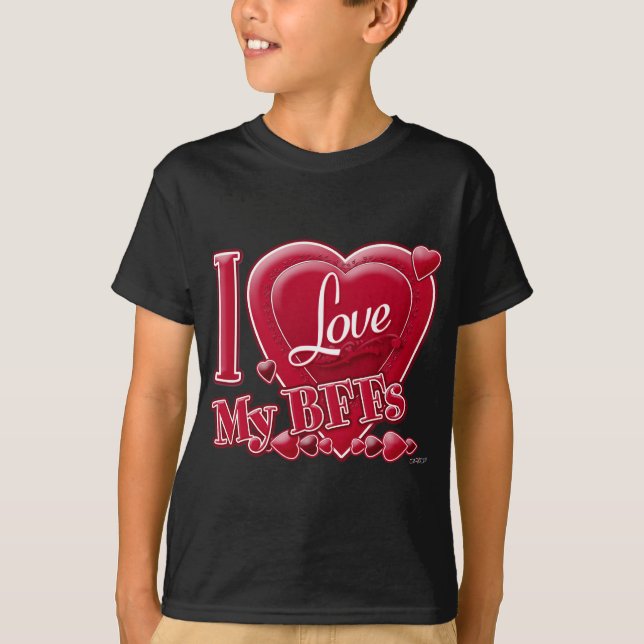 I Kärlek: Mina BFF är röda - hjärtat T-shirt (Framsida)