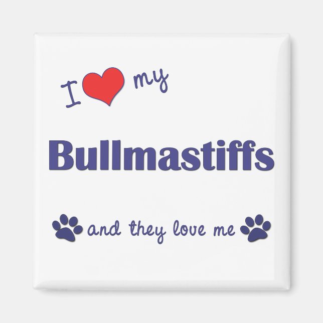 I Kärlek Mina bullmastiff (Många Hundar) Magnet (Framsidan)
