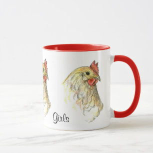 I kärlek Mina flickor Chicken Hen Bird Teckning Mugg