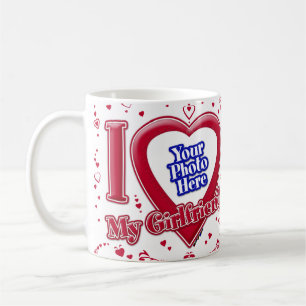 I Kärlek Mina flickvän Photo Red Hearts Kaffemugg