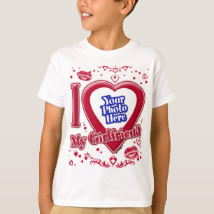 I Kärlek Mina flickvän Photo Red Hearts T Shirt