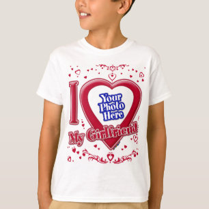 I Kärlek Mina flickvän Photo Red Hearts T Shirt