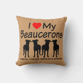 I Kärlek Mina fyra Beauceron Hundar Kudde