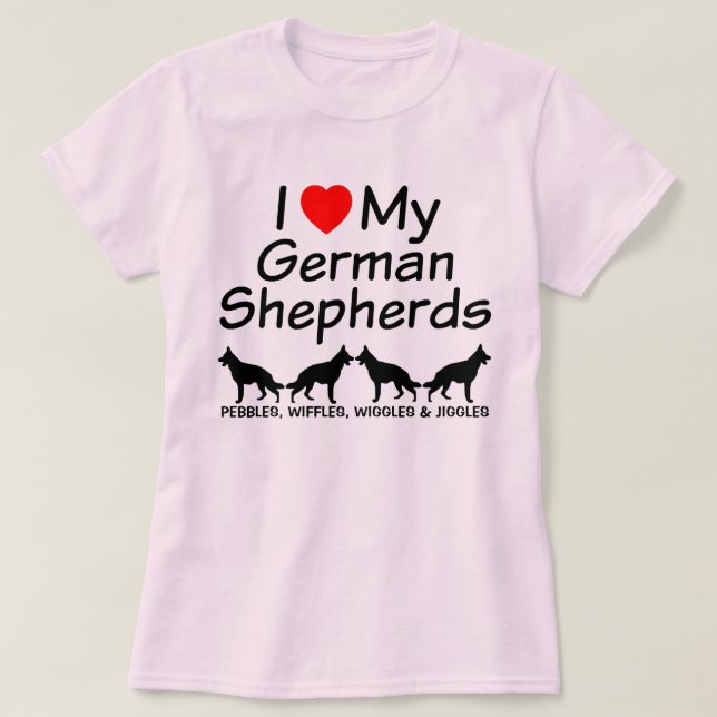 I Kärlek Mina fyra tyska herdar Tee (Design framsida)