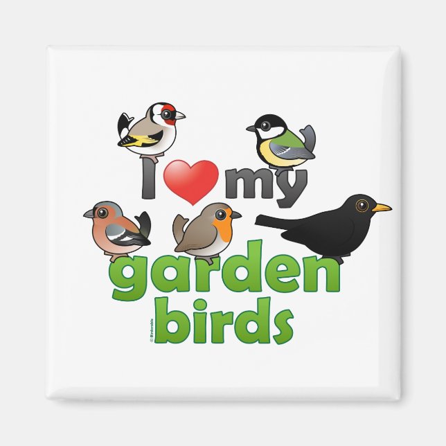 I Kärlek Mina Garden Birds Magnet (Framsidan)