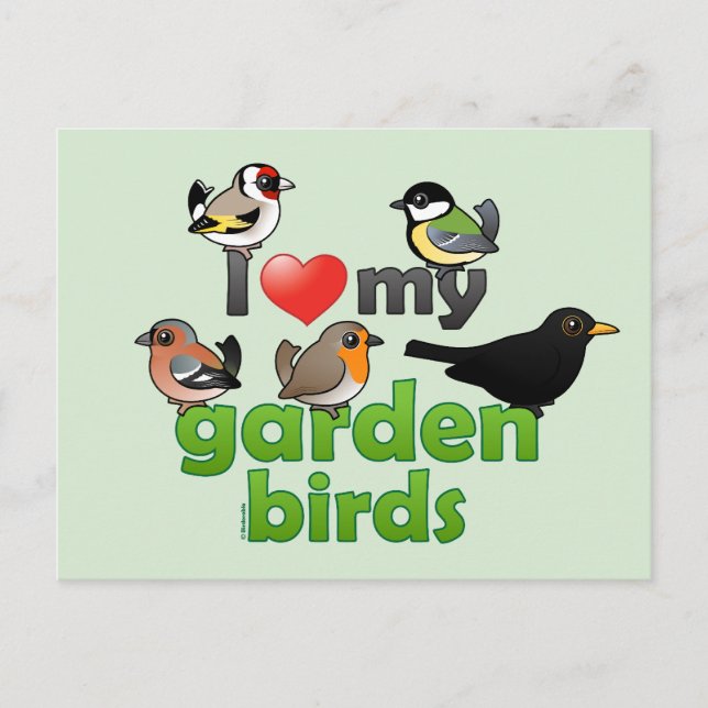 I Kärlek Mina Garden Birds Vykort (Framsida)