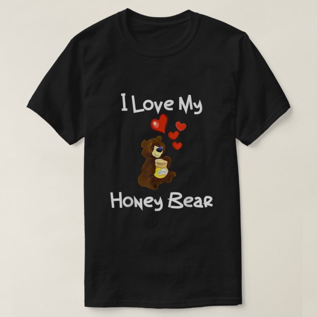I Kärlek Mina honungsbjörnhearter T Shirt (Design framsida)