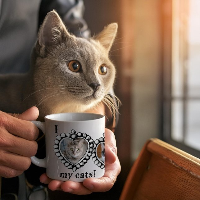 i kärlek mina katter 3 Foton Mugg (Skapare uppladdad)