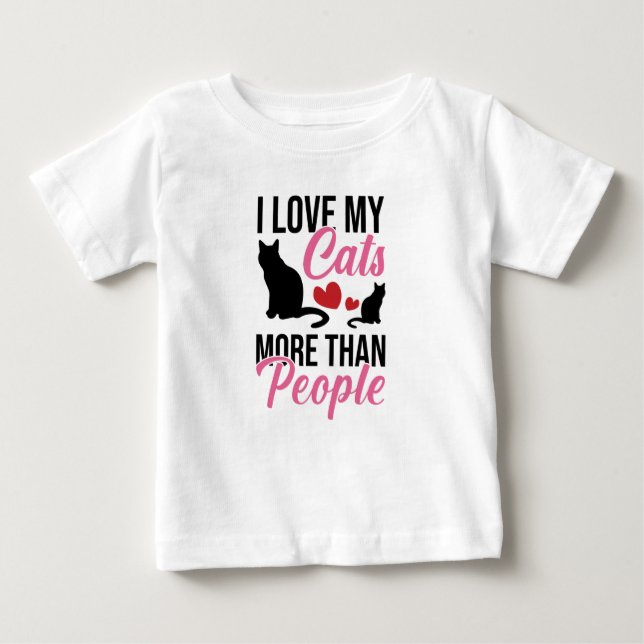 I Kärlek mina katter mer än folk Baby T-Shirt (Framsida)