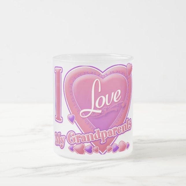 I Kärlek Mina morföräldrar rosa/lila - hjärta Frostad Glasmugg (Center)